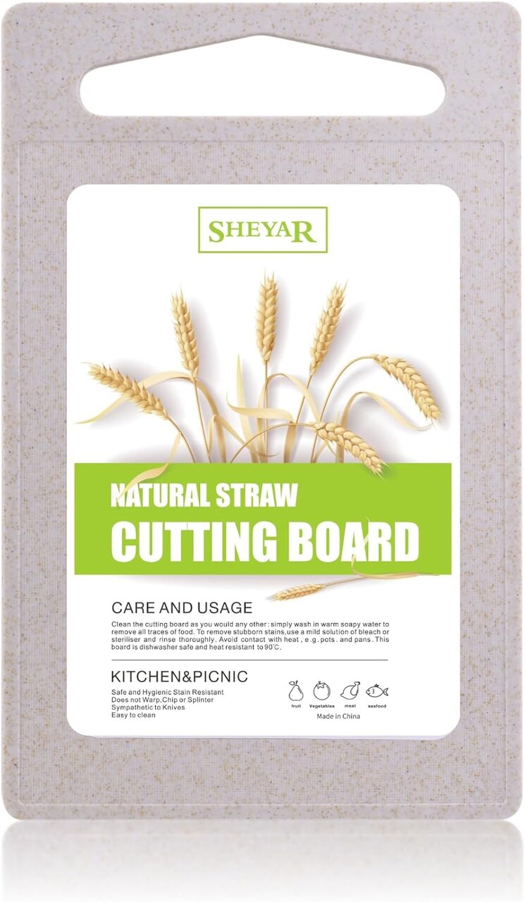 Cutting Board for Kitchen, Wheat Straw Fiber Cutting Board, Dish Washer Safe, w/Juice Grooves for Meat, Veggies, Easy Grip Handle, Non-slip Surface Eco-friendly Serveware Accessories(10‘x6.3’)